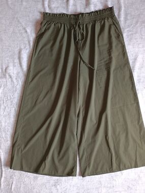 Size 3X Olive Green Lightweight Wide Leg Trousers Pants